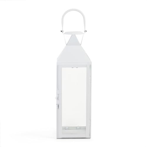 Zingz & Thingz Zings & Thingz Manhattan Hanging Cable Candle Holder Lantern, Decorative Light Home Decor, 15" Tall, White - Image 1