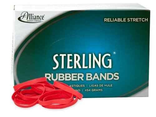 Alliance Rubber 94645 Sterling Rubber Bands Size 64 1 lb Box Contains Approx 380 Bands 3 12 x 14 Red - Image 1