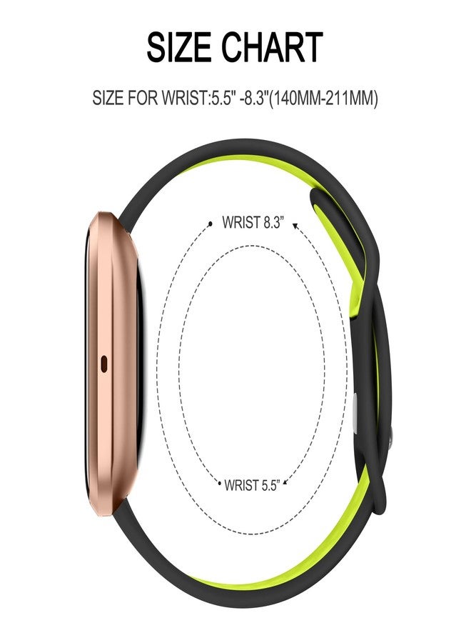Vanjua Breathable Band Compatible with Fitbit Versa 2 Bands Women Men, 3 PACK Soft Silicone Replacement Wristbands Sport Strap for Fitbit Versa 2 / Fitbit Versa / Versa Lite / Versa SE Smart Watch (Black Gray+Black Green+Black Red) - Image 4