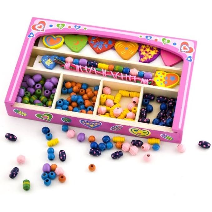 TOYS WOODEN BEAD SET - HEART