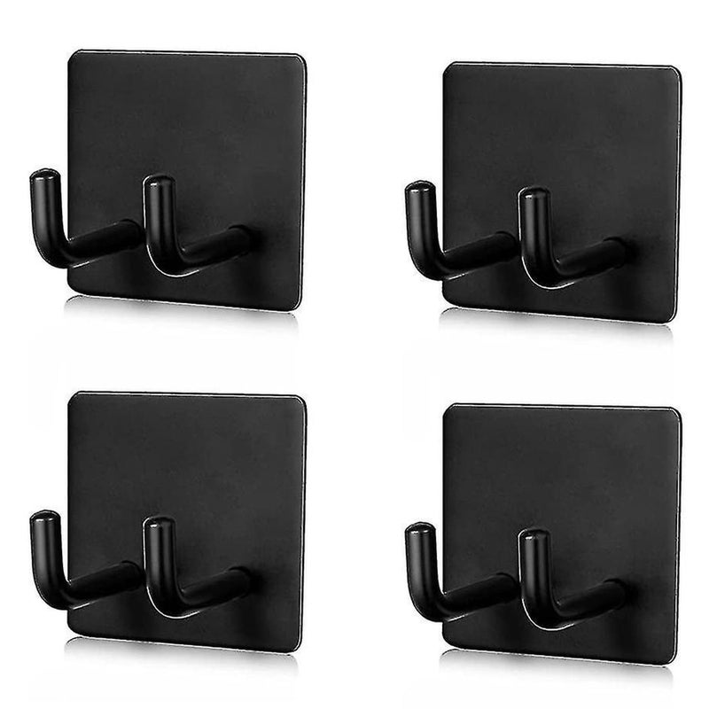 Boniry 4 Pack Wall Adhesive Hooks, Waterproof Stainless Steel Wall Hook,Best Use Kitchen and Bathroom, self Adhesive Hooks Heavy Duty for Towel and Kitchen Accessories Item (Double Hook Black) - Image 5
