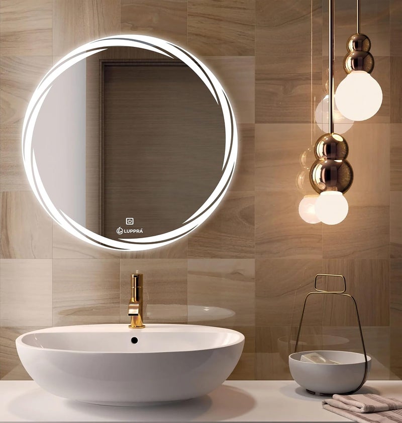 LUPPRA Round Wall Mounting Mirror with Light Bathroom MirrorVenity MirrorSmart Mirror Size 24X24 inch LED Mirror 3 Tone Cool White Natural White Warm White - Image 1