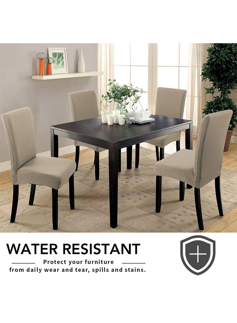 Bluejw 4-Piece Dining Chair Cover Set Light Brown - Image 5