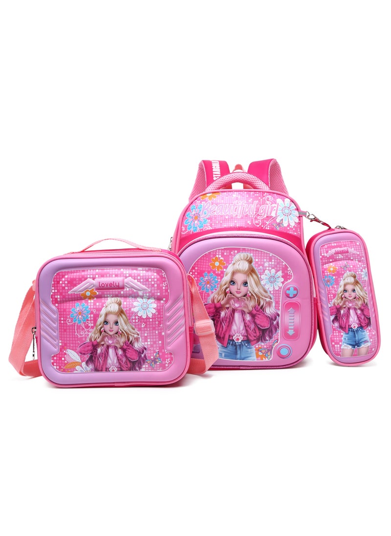 Stargold Baby Backpack 3Pcs Combo For Baby Girl With Adjustable Strap For School 12 Inch 
