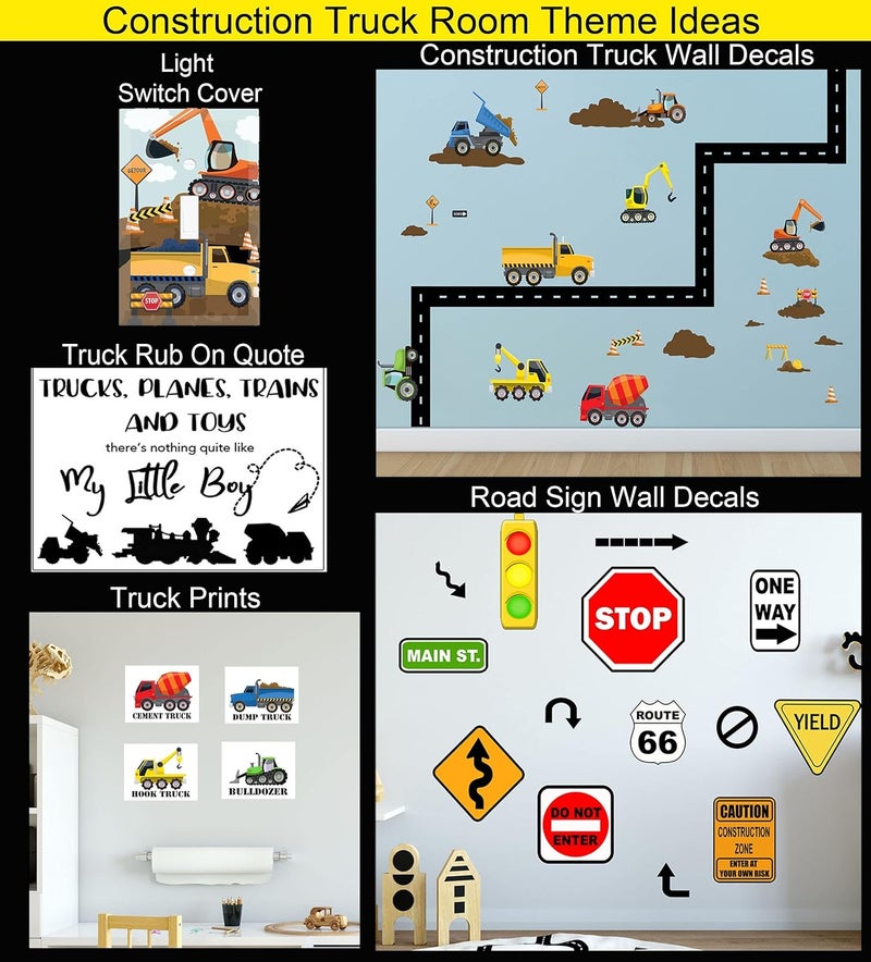 Create-A-Mural Truck Boys Room Light Switch Cover Plate Kids Decorative Tractor Nursery Teen Toddler Room Decor Bedroom Bathroom Playroom (Construction Truck) - Image 5
