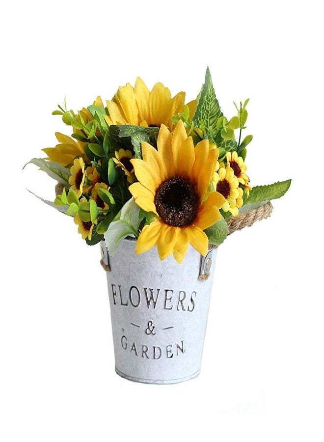 UUPP Potted Artificial Sunflowers Bonsai Silk Sunflower with Pot Fake Flower Arrangements for Home Office Restaurant Table Windowsill Decor - Image 1
