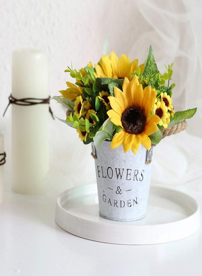 UUPP Potted Artificial Sunflowers Bonsai Silk Sunflower with Pot Fake Flower Arrangements for Home Office Restaurant Table Windowsill Decor - Image 2