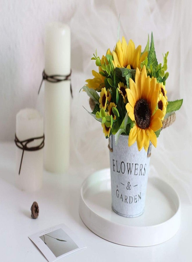 UUPP Potted Artificial Sunflowers Bonsai Silk Sunflower with Pot Fake Flower Arrangements for Home Office Restaurant Table Windowsill Decor - Image 3