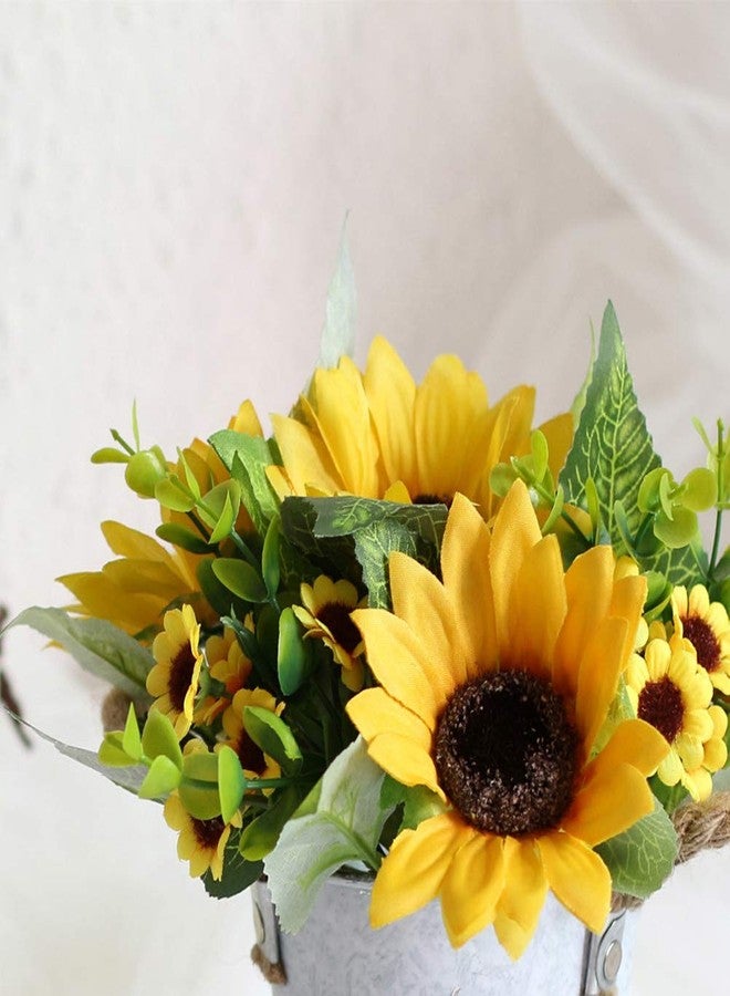 UUPP Potted Artificial Sunflowers Bonsai Silk Sunflower with Pot Fake Flower Arrangements for Home Office Restaurant Table Windowsill Decor - Image 4