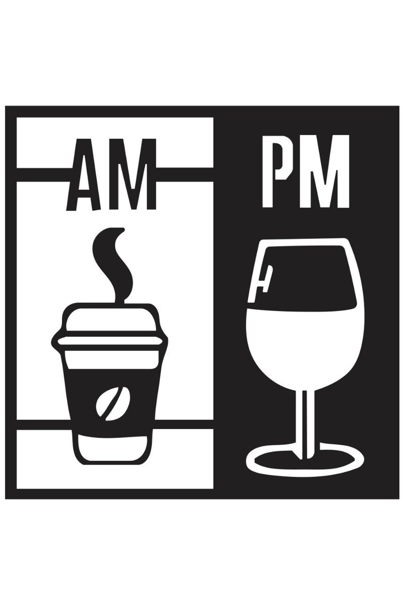 MIRFA Wooden Wall Art With Self Adhesive Base - Black (AM PM) - Image 1