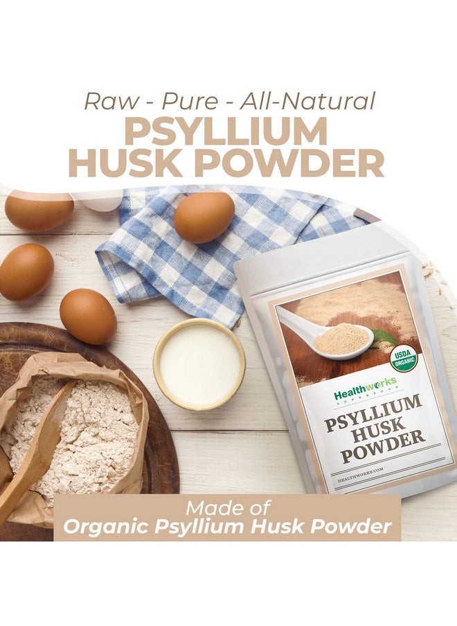 Healthworks - Psyllium Husk Powder 16 Ounces  1 Pound  Raw  Certified Organic  Finely Ground Powder From India  Keto Vegan  Nongmo  Fiber Support - Image 1
