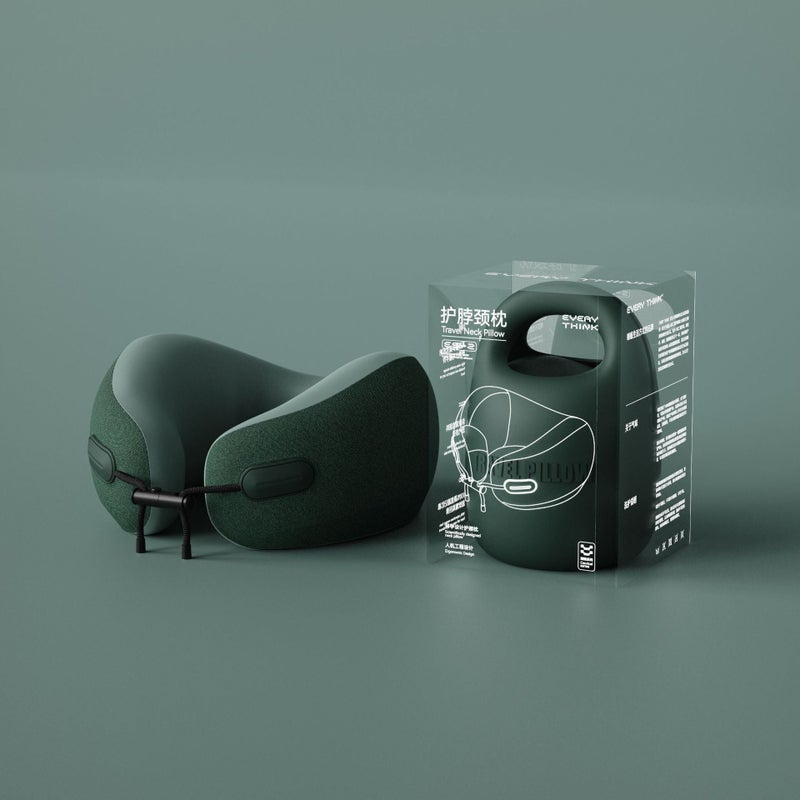 [Chinese light] EVERYTHINK travel neck pillow aircraft pillow lunch break sleep U-shaped pillow neck pillow portable Cangling Green