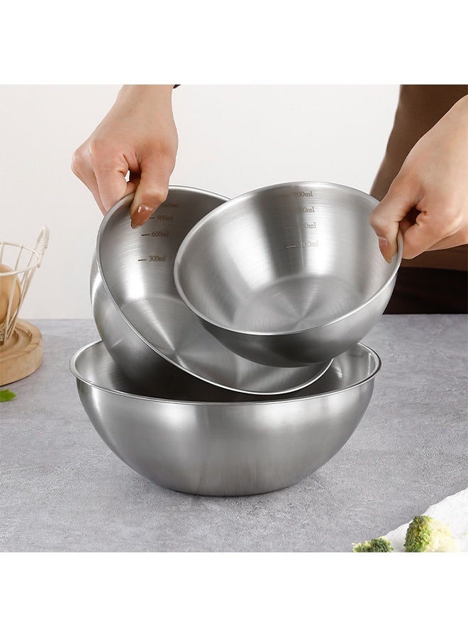 موندا مجموعة من ثلاث قطع من أوعية الفولاذ المقاوم للصدأ 304 لخفق البيض وعجن العجين وصنع سلطة الفاكهة وتحضير الخضروات 920 مل + 1200 مل + 3000 مل - Image 5