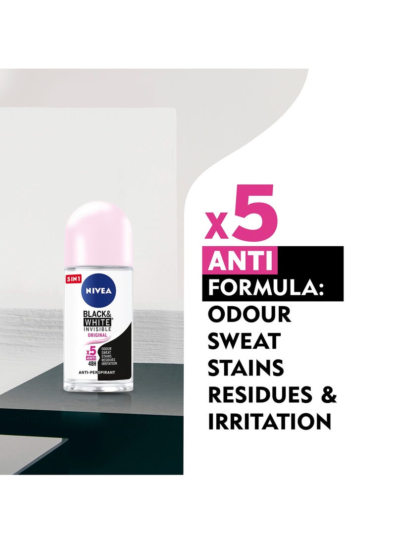 Nivea Antiperspirant Roll-On n Black And  White Invisible Original Pack of 2 50ml  - Image 3
