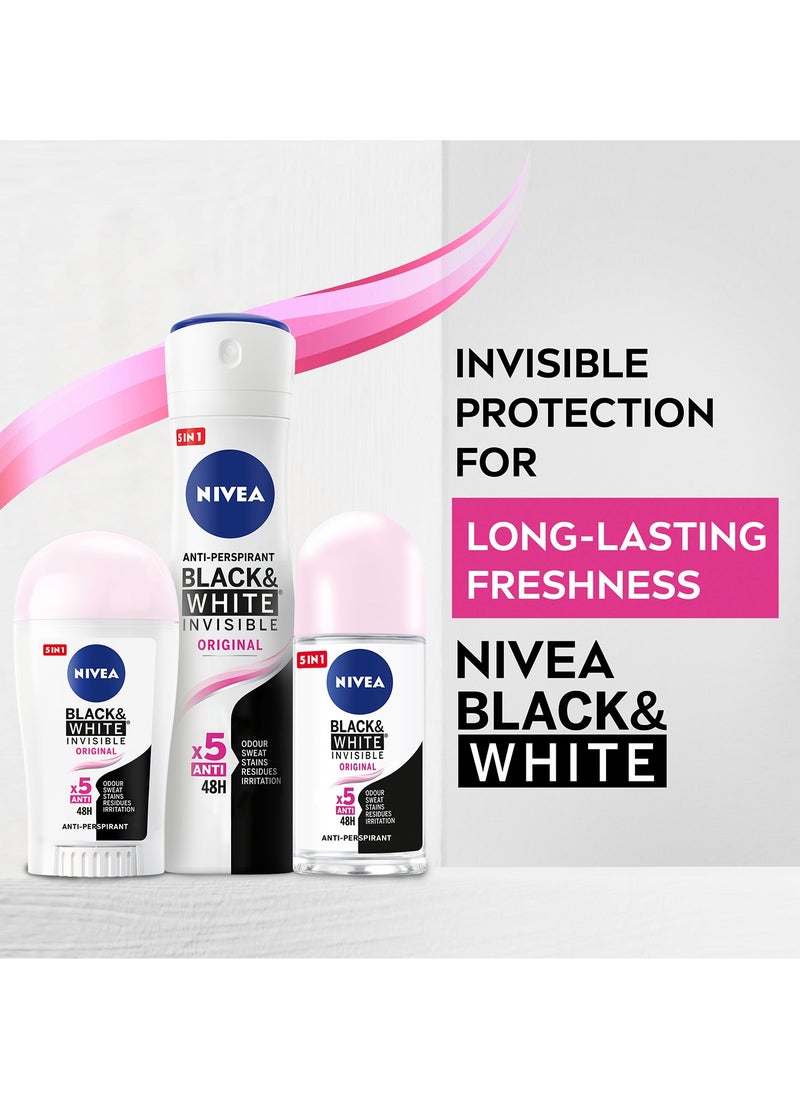 Nivea - Antiperspirant Roll-On n Black And  White Invisible Original Pack of 2 50ml - Image 1