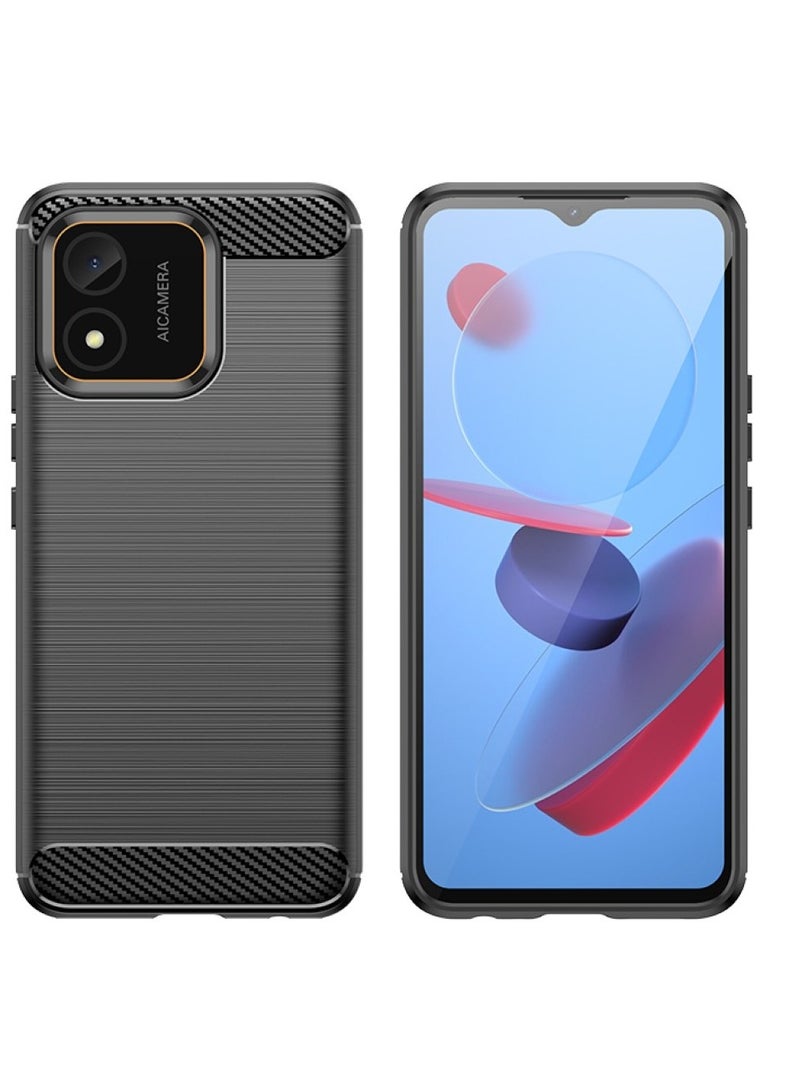 Honor X5 Rugged Shield Protective Cover with Brushed Texture Carbon Fiber Pattern, Shockproof TPU, Anti-Slip, Ultra Thin, Shock Absorption - Black  - Image 1