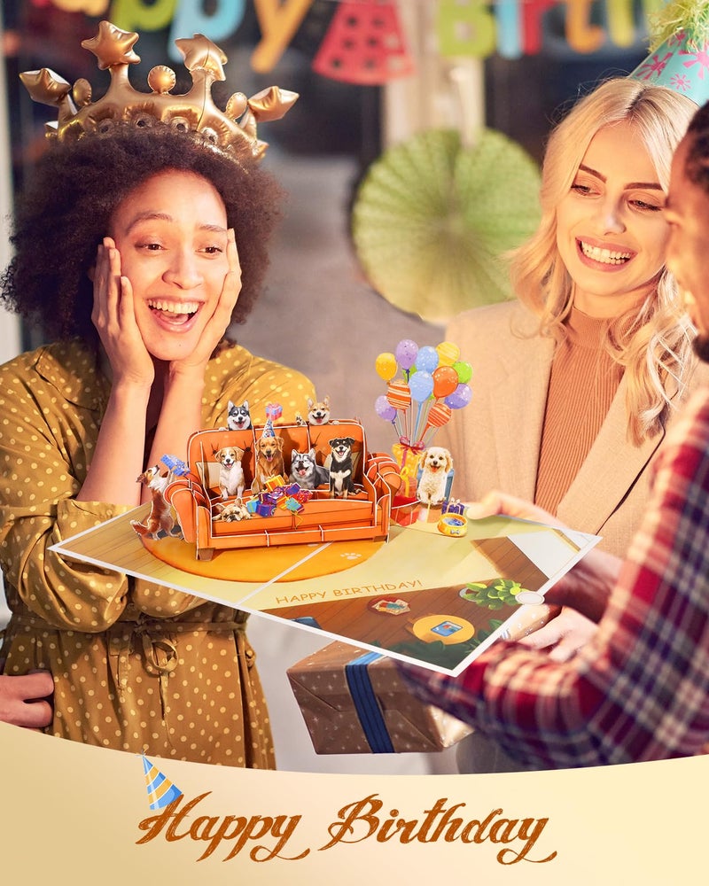 JMHACHY Dog Pop Up Birthday Card with Envelope - Funny Happy Birthday 3D Greeting Pop Up Card with Blank Note, Best Gifts for Women Men Adult Kids Dog Lover Mom or Dad - Image 5