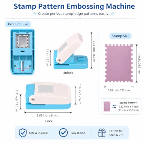 VSREI Postage Stamp Hole Punch, Stamppunches for Paper Crafts, Hole Puncherstamp, Stampshaped Hole Punch, Extra Strong Hole Stanzer for Paper up to 500 G/M², Cut Out Stamp Dimensions: 1 X 0.82 Inch - Image 3