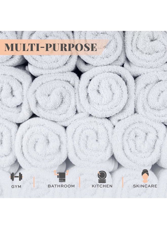 White Classic Wealuxe White Washcloths for Body and Face Towel, Cotton Wash Cloths Bulk 24 Pack, Flannel Spa Fingertip Wash Clothes 12x12 Inch, Soft Absorbent Gym Towels  - Image 4