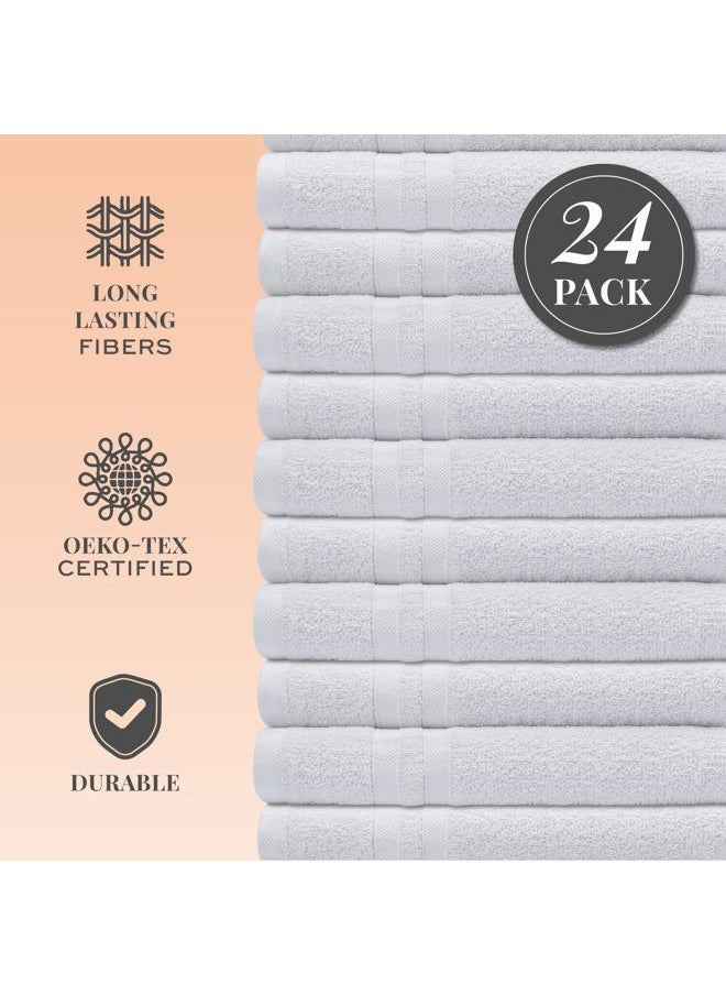 White Classic Wealuxe White Washcloths for Body and Face Towel, Cotton Wash Cloths Bulk 24 Pack, Flannel Spa Fingertip Wash Clothes 12x12 Inch, Soft Absorbent Gym Towels  - Image 2