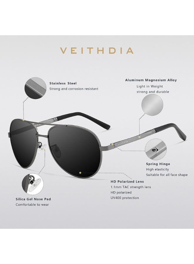 VEITHDIA HD Polarized Aviator Sunglasses with Flexible Hinge and UV400 Protection - Image 4