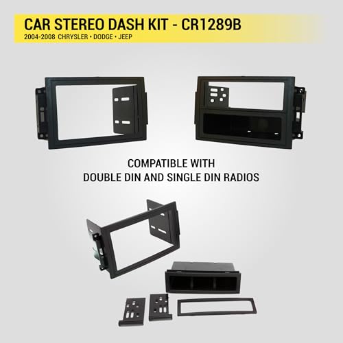 Scosche CR1289B Compatible with 2005-08 Chrysler / Dodge / Jeep ISO Double DIN & DIN+Pocket Dash Kit, models w/Nav - Image 4