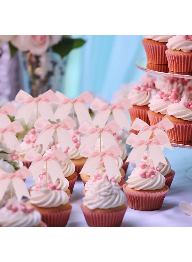 PENTA ANGEL توبير كعكة قوس قزح وردي من بينتا 12 قطعة مزينة بأقواس ساتان لتزيين حفلات عيد الميلاد وحفلات الزفاف - Image 5