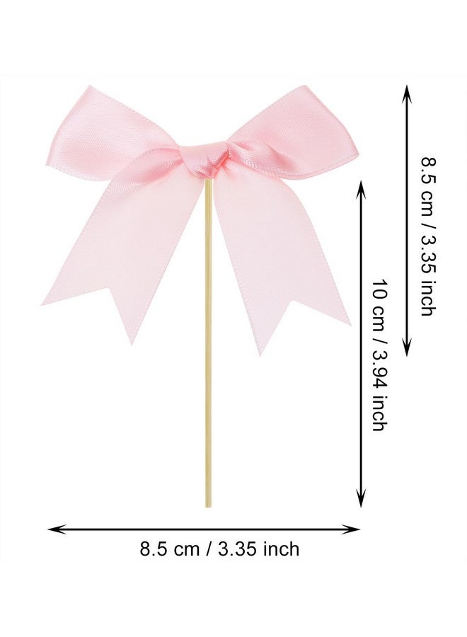 PENTA ANGEL توبير كعكة قوس قزح وردي من بينتا 12 قطعة مزينة بأقواس ساتان لتزيين حفلات عيد الميلاد وحفلات الزفاف - Image 2