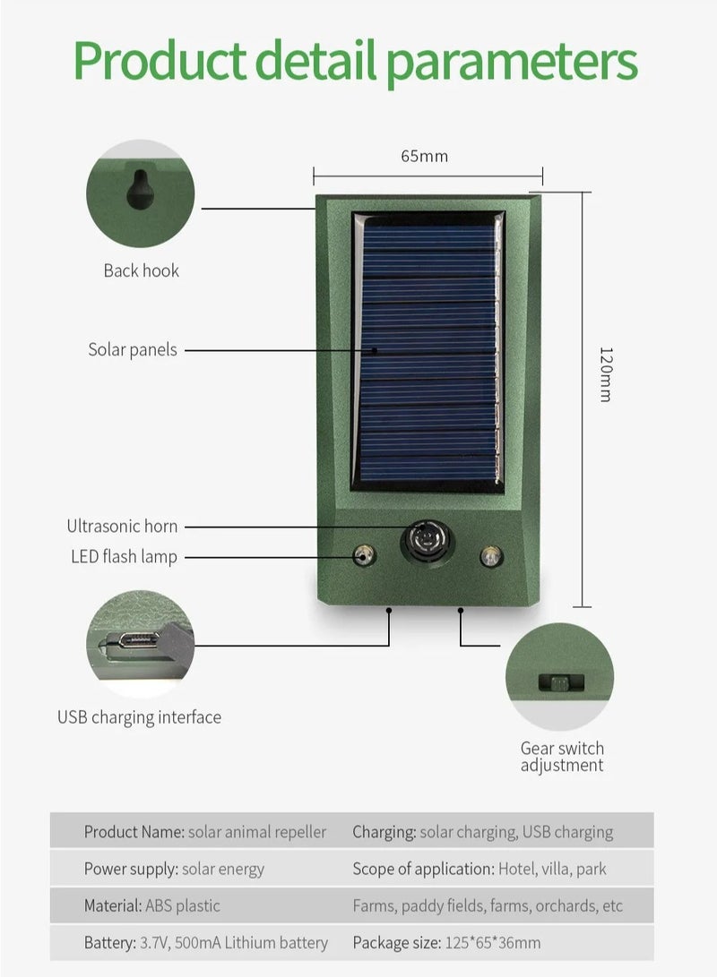 Generic Waterproof Animal Repellent, Solar Powered, Ultrasonic Animal Repeller with Flash Light Outdoor Garden for Repelling Cats, Mice, Birds  - Image 5
