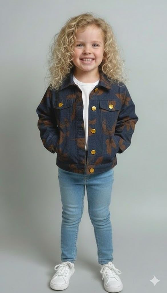 A.T.U.N. (ALL THINGS UBER NICE) Trendy Girl Cotton Silky Denim Jacket | Casual Outerwear with Full Button Front, Smart Collar & Pockets | Stylish Cotton Casual Kids Jacket for Everyday - Image 2