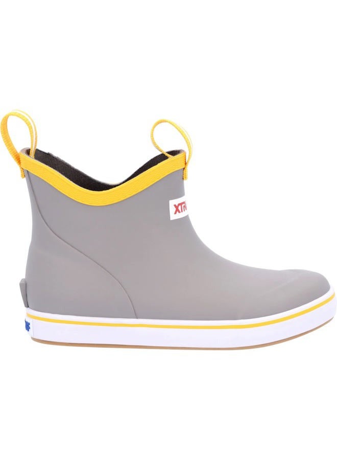 Xtratuf Kid's 5 Inch Ankle Deck Boot, Gray/Yellow, 4 Big Kid - Image 1