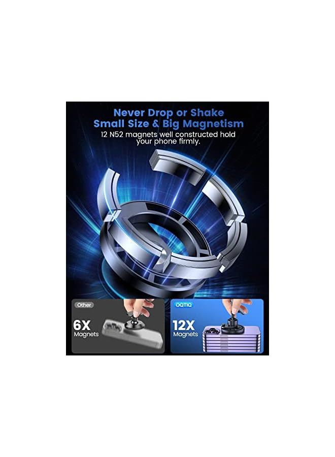 Excefore for MagSafe Car Mount Magnetic Phone Holder for Car Dash Mount Phone Holder Fit Curved Surface Flexible Rotation Compatible with iPhone 14 13 12 Pro Max Plus Mini, MagSafe Case - Image 5