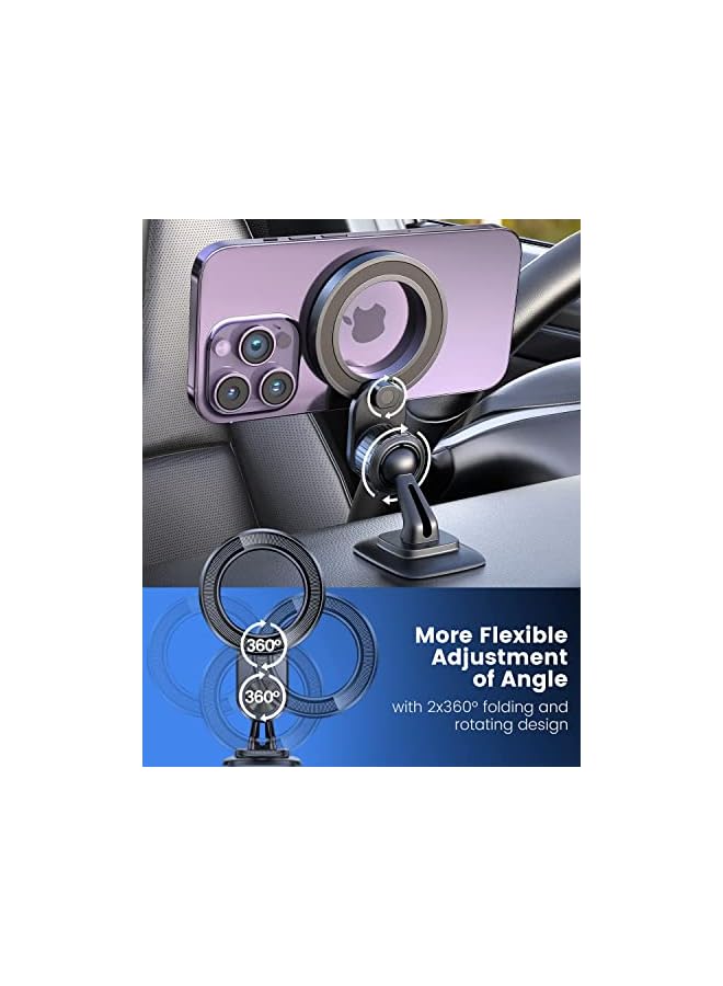 Excefore for MagSafe Car Mount Magnetic Phone Holder for Car Dash Mount Phone Holder Fit Curved Surface Flexible Rotation Compatible with iPhone 14 13 12 Pro Max Plus Mini, MagSafe Case - Image 4