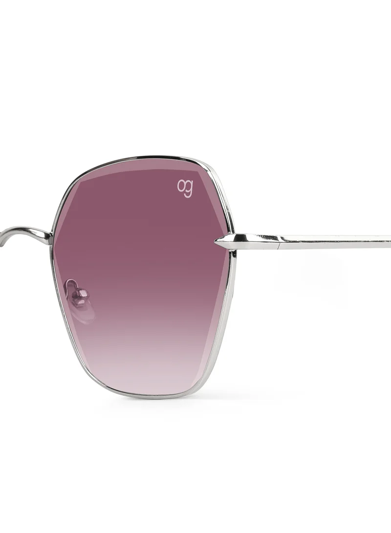 Woggles Latest & Stylish UV Protected Purple Hexagonal Sunglasses for Women
