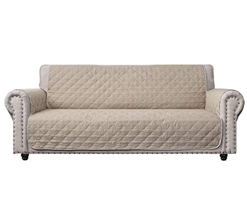CHHKON Slipcovers for Furniture Sofa Cover with Side Pockets 100% Waterproof Quilted Furniture Protector Sofa Slipcover for Dogs Pets and Leather Couch (Beige, 68'') - Image 1