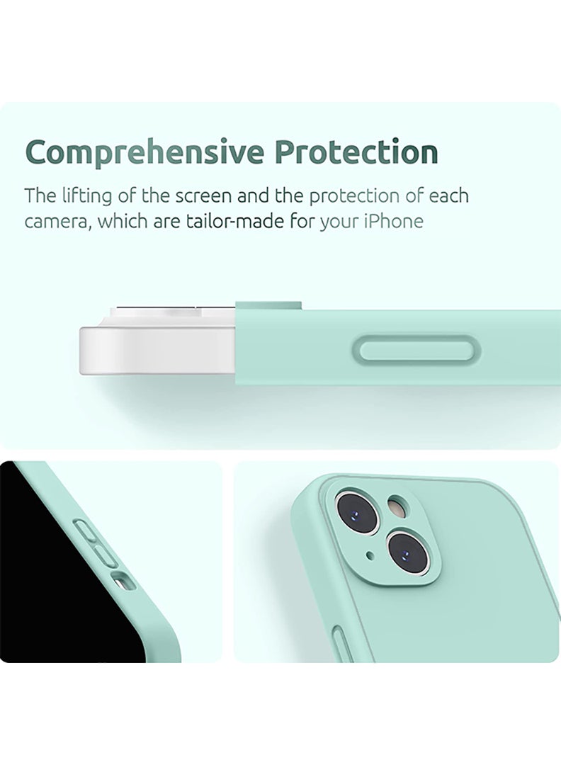 Case Up Compatible with iPhone 13 6.1 Inch Case, Premium Liquid Silicone [Camera Protection] [Soft Anti-Scratch Microfiber Lining] Shockproof Protective Slim Phone Cover for iPhone 13, Mint Green - Image 2