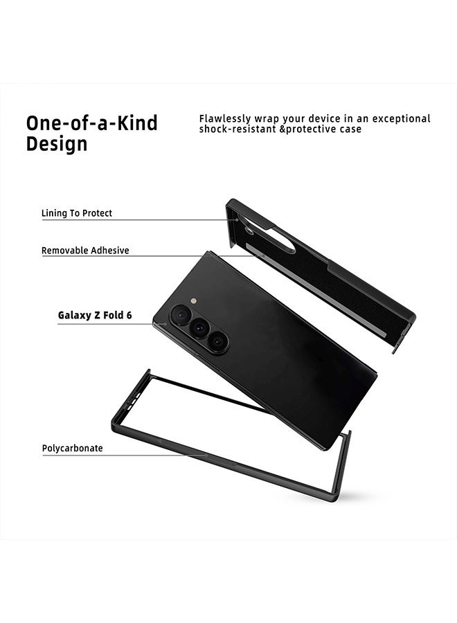 أوشن متوافق مع سامسونج جالاكسي زي فولد 6 غطاء الحقيبة، سليم مناسب حقيبة الهاتف الصلب للكمبيوتر الشخصي، مضاد الخدش، مقاومة الصدمات وغطاء الهاتف الواقي لسامسونج جالاكسي زي فولد 6، أسود - Image 3