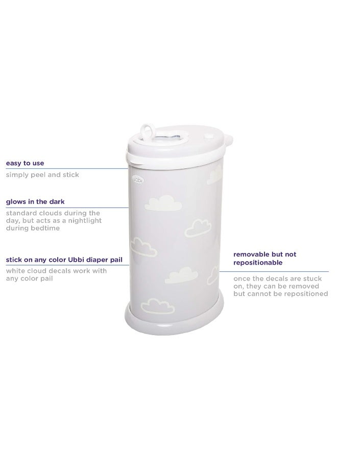 ubbi ملصقات سحابية مضيئة في الظلام من أوبّي، ملصقات زخرفية لسلة الحفاضات أو غرفة الأطفال - Image 4