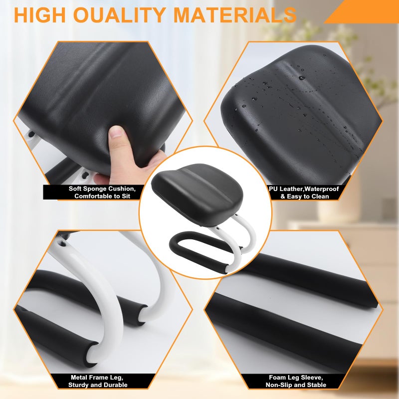 Engorgio Meditation Bench Black, Adjustable Height Meditation Chair, Kneeling Meditation Stool, Seiza Chair, Prayer Bench with Cushion for Home Studio Portable Non-Slip Yoga Stool. - Image 3