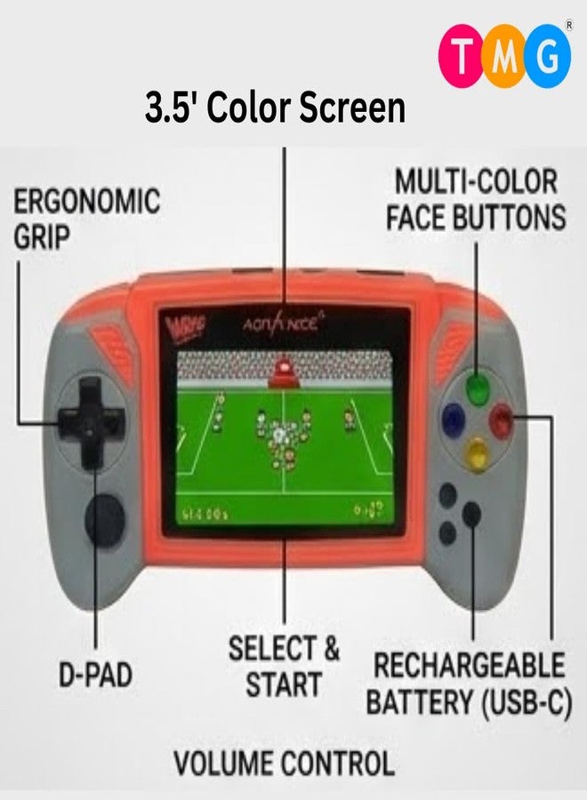 TMG Handheld Game Console,500 Classical Games Retro Video Games Player 3.5' Color Screen Support Connecting TV Game for Kids Boys,Birthday Gifts. (Grey Black) - Image 2