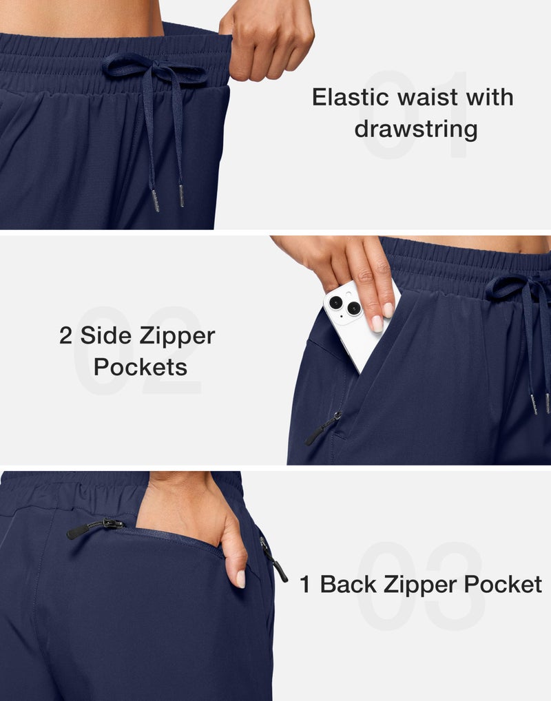 SANTINY Women's 7''/ 9'' Hiking Shorts with 3 Zipper Pockets Lightweight Quick Dry Long Athletic Golf Shorts for Women Casual (Navy_XL) - Image 5