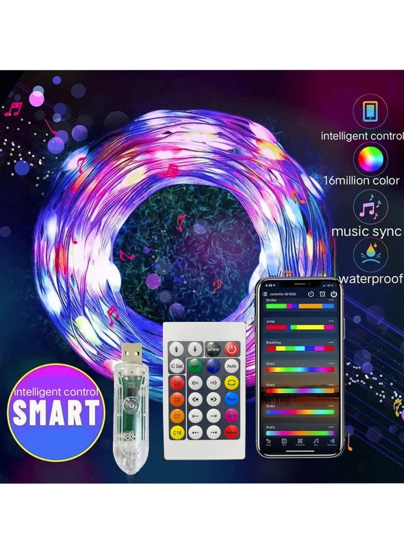 Yuwell 10M USB Led Light Smart Bluetooth RGB Light With APP Control Timer Setting Music Mode Led Light Strip For Decoration Bedroom PC And Cabinet 32.80FT Waterproof 100 LED Light Ramadan Decoration Light  - Image 1