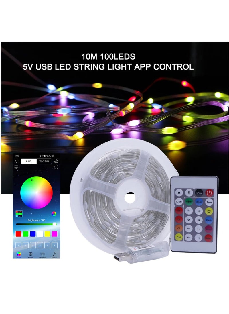 Yuwell 10M USB Led Light Smart Bluetooth RGB Light With APP Control Timer Setting Music Mode Led Light Strip For Decoration Bedroom PC And Cabinet 32.80FT Waterproof 100 LED Light Ramadan Decoration Light  - Image 3