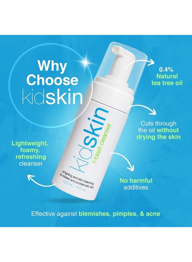 kidskin T-Blast Foaming Facial Cleanser, Gentle Face Wash with Tea Tree Oil, Acne Face Wash for Kids and Pre-Teens, Non-Drying Natural Face Cleanser for Oily and Acne-Prone Skin, 150 ml - Kidskin - Image 5