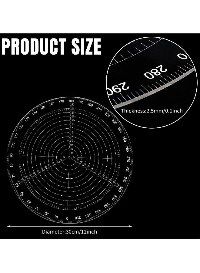 300mm Round Center Finder Compass, Clear Acrylic Ruler for Drawing Circles, Ideal for Wood Turners, Lathe Work, Woodworking, Handicrafts, DIY Furniture Making - Image 2