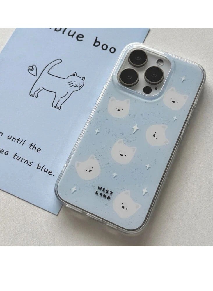 NIBEMINENT Blue Background With Ink Splashed Dog Protective TPU Case Cover For IPhone 15 Pro