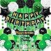 FINDRICH Green Birthday Decorations 50PCS Happy Birthday Decorations for Men with Banner Balloons Sash Foil Fringe Curtain Paper Pompoms Green and Black Party Decorations Party Supplies for Mens Boys Kids - Image 2