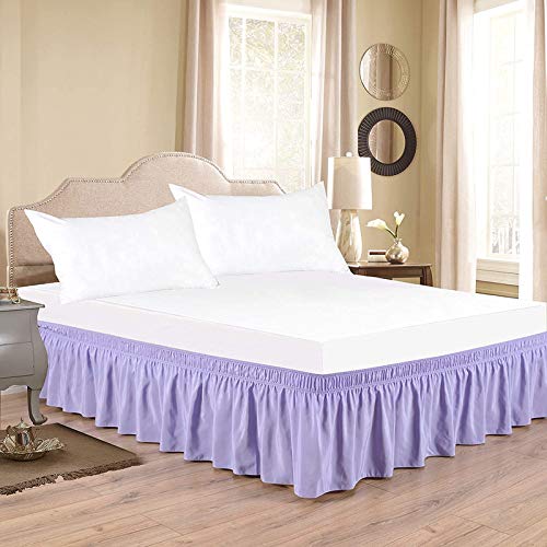 YRM Bedding's Levender Bed Skirt Wrap Around 600 Microfiber with Easy Fit with 15 Inch Tailored Drop Shrinkage and Fade Resistant with Microfiber 15 Bed Skirt Full Size 54 x 80 - Image 1