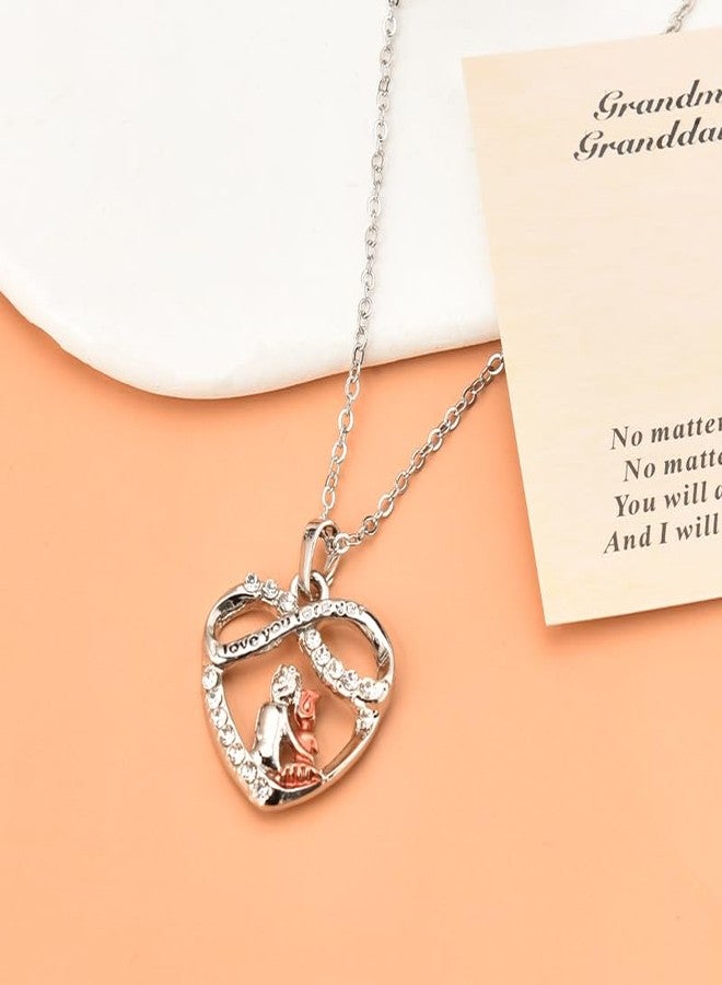YangQian Grandma's Heart Necklace for Granddaughter & Nana - Long Distance Gift with Card - Image 3