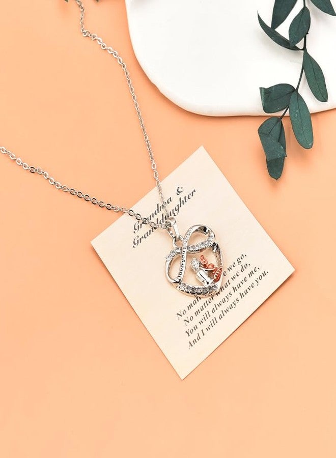 YangQian Grandma's Heart Necklace for Granddaughter & Nana - Long Distance Gift with Card - Image 4